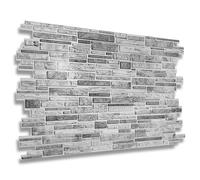 NOVECRAFTO Natural Stone Effect 3D Wall Panels - 6 Sheets Covering 29.76 sqft (2.76 sqm) Decorative PVC Plastic Cladding Panel Size 37.79 x 18.89 in (96x48 cm) - Grey Natural Stone Brickwork Pattern