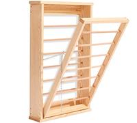 NOVECRAFTO Natural Wood Wall Mounted Drying Rack Clothes With Double Side Rails - Foldable Wall Mounted Clothes Airer 31.4" (80cm) H x 19.3" (50cm) W - Wooden Folding Laundry Airer for Indoor Use