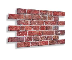 NOVECRAFTO Old Retro Design 3D - 37.79 x 18.89 in (96x48cm) -12 Sheets Covering 59.52 sqft (5.53 sqm) - Office Kitchen Living Room PVC Cladding - Old Red Retro Brick Effect Wall Panels Pattern