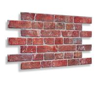 NOVECRAFTO Old Retro Design 3D - 37.79 x 18.89 in (96x48cm) -8 Sheets Covering 39.68 sqft (3.69 sqm) - Office Kitchen Living Room PVC Cladding - Old Red Retro Brick Effect Wall Panels Pattern