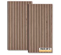 Novecrafto Pack Of 2 Wooden Acoustic Wall Panels (120X60Cm) With Felt Backing - Decorative Mdf Slat Sound Absorbing Wall Cladding Natural Oak