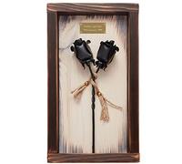 NOVECRAFTO Personalized Black Forged Iron Roses in Mountable Wooden Frame (15.74" x 8.66") - Romantic Gift for 6th Anniversary - Wrought Iron & Wood Decor for Her, Perfect for 5 Year Celebrations