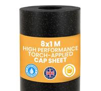 Novecrafto Premium Torch-On Cap Sheet Roll, 8M X 1M - Waterproof & Uv-Resistant Charcoal Bitumen Roofing Felt, 10-Year Longevity - Made In Uk