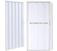 NOVECRAFTO PVC Folding Door, 32 x 80 in - Smooth Glide, Magnetic Closure, Moisture-Resistant, Easy Installation, Space-Saving - Wood Effect Concertina Accordion Sliding Door (White)