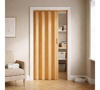 NOVECRAFTO PVC Folding Door, 32 x 80 in - Smooth Glide, Magnetic Closure, Moisture-Resistant, Easy Installation, Space-Saving - Wood Effect Concertina Accordion Sliding Door (Brown Oak)