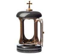 Novecrafto Round Granite Memorial Lantern H 22Cm Large Black With Gold Graveside Candle Lantern With Cross For Cemetery & Remembrance Gift