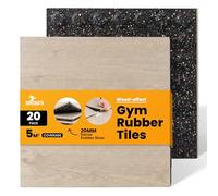 NOVECRAFTO Rubber Gym Flooring Tiles, 50 x 50cm, 20 Pack (5m² Coverage) - 20mm Thick Heavy-Duty Rubber Flooring - Anti-Slip Gym Floor Mats for Home, Garage & Commercial Gyms - Wood Effect