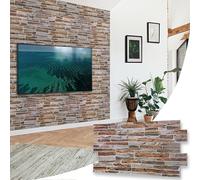 NOVECRAFTO Sandstone Decorative 3D Wall Panels - 10 Sheets Covering 4.61 sqm | 49.6 sqf - PVC Plastic Cladding Panels - 96 cm x 48 cm | 37.80 x 18.90 in - Mix Natural Sandstone Effect