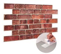 Novecrafto Self Adhesive 3D Wall Panels Brick & Stone Design 96cm x 48cm (6 Sheets) in Dark Red | Size: 96 cm x 48 cm Novecrafto Dark Red 96 cm x 48 cm