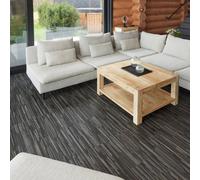 Self Adhesive Floor Planks - 10 Pack Cover 14.96 sq ft / 1.39 sqm - Vinyl Flooring Set - Peel and Stick Tiles - 36x5.98 in (91.4x15.2cm) - Stick On Floor Tiles - Dark Grey Shadowline Flow Wood Effect