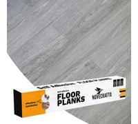 NOVECRAFTO Self Adhesive Floor Planks, Pack of 7, Grey Wood Effect, 1.5mm | Peel and stick floor planks, waterproof, wear-resistant vinyl flooring, 91.4x15.2cm, 0.97 m² coverage, kitchen & living areas