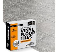 NOVECRAFTO Self Adhesive Vinyl Floor Tiles, Light Grey Marble, Pack of 10 | Peel and stick floor tiles, 30.5x30.5cm, 0.9 m² coverage, vinyl flooring for kitchens, bathrooms & living rooms, indoor use