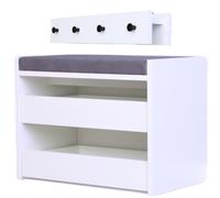 Novecrafto Shoe Racks Storage Bench with Wall-Mounted Coat Stand Shoe Storage Seat in White | Size: Large Novecrafto White Large