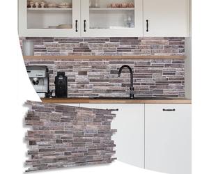 NOVECRAFTO Slim Stone Design 3D Wall Panels - 37.79 x 18.89 in (96x48cm) -14 Sheets Covering 69.44 sqft (6.45 sqm) - Moisture-Resistant PVC Plastic Cladding -Grey Slim Stone Brick Effect Pattern