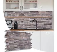 NOVECRAFTO Slim Stone Design 3D Wall Panels - 37.79 x 18.89 in (96x48cm) -4 Sheets Covering 19.84 sqft (1.84 sqm) - Moisture-Resistant PVC Plastic Cladding - Grey Slim Stone Brick Effect Pattern