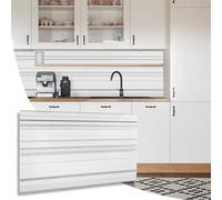 NOVECRAFTO Splashback Design Wall Cladding Panels with Sparkling Glitter Elements - White Grey Tiles 3D Effect - 4 Sheets - 1.84 sqm - 19.78 sqft - PVC Plastic Kitchen Splashback Effect