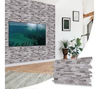 NOVECRAFTO Stone Effect 3D Wall Panels - 37.7 x18.89 in (96x48cm) 8 Sheets Covering 39.68 sqft (3.69 sqm) - Waterproof Decorative PVC Wall Cladding for Home, Office - Natural Grey Stone Slate Effect