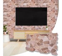 NOVECRAFTO Stone Effect 3D Wall Panels - 37.79 x 18.89 in (96x48cm) -20 Sheets Covering 99.2 sqft (9.22 sqm) -Decorative Wall Panels Kitchen Bathroom - Brown & Beige Wild Stone Effect Pattern