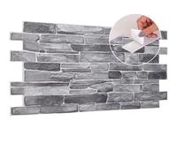 NOVECRAFTO Stone Effect Wall Panels, Natural Grey, Self Adhesive, 6 Sheets | 3D wall cladding, 96x48cm PVC sheets, waterproof easy-clean surface; 2.76m² total coverage