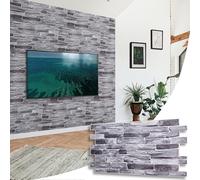NOVECRAFTO Stone Slate Effect 3D Wall Panels - 20 Sheets Covering 9.22 sqm | 99.2 sqf - Decorative PVC Plastic Cladding Panels - 96 cm x 48 cm | 37.80 x 18.90 in - Silver Grey 3D Stone Slate Effect