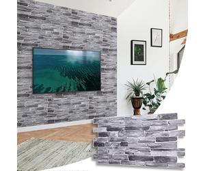 NOVECRAFTO Stone Slate Effect 3D Wall Panels - 6 Sheets Covering 2.76 sqm | 29.76 sqf - Decorative PVC Plastic Cladding Panels - 96 cm x 48 cm | 37.80 x 18.90 in - Silver Grey 3D Stone Slate Effect