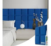 Novecrafto Set of 4 Soft Velvet Upholstered Wall Panels 30x30cm with Adhesive in Blue | Size: 30x30 cm Novecrafto Blue 30x30 cm