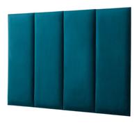 Novecrafto Velvet Padded Wall Panels Pack Of 4 With Adhesive 80 X 30 Cm - 3D Blue Upholstered Wall Mounted Headboards For Bedroom