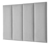 Novecrafto Velvet Padded Wall Panels Pack Of 4 With Adhesive 80 X 30 Cm - 3D Grey Upholstered Wall Mounted Headboards For Bedroom