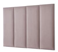 Novecrafto Velvet Padded Wall Panels Pack Of 4 With Adhesive 80 X 30 Cm - 3D Pink Upholstered Wall Mounted Headboards For Bedroom