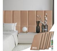 Novecrafto Velvet Padded Wall Panels Pack Of 6 With Adhesive 60 X 30 Cm - 3D Brown Upholstered Wall Mounted Headboards For Bedroom