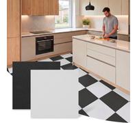 Novecrafto Vinyl Floor Tiles Self Adhesive, 60 Pcs Covers 5.57M² Peel And Stick Floor Tiles, 30 Black & 30 White Checker Vinyl Flooring