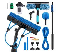 NOVECRAFTO Water Fed Window Cleaning Pole System - 6m Telescopic Pole, Brush, Squeegee, Cobweb Duster, Inline Tap & Soap Dispenser - Exterior Cleaner Kit for Conservatory Roof, Fascias & Solar Panel