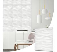 NOVECRAFTO Wave Effect 3D Wall Panels - 6 Sheets Covering 1.5 sqm | 16.15 sqf Interior Cladding Panels Set | 3D Wall Tiles Wave Design in Matt White - Each Panel Size 19.6" x 19.6"