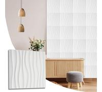NOVECRAFTO Wave Flow Effect 3D Wall Panels Pack of 16 Sheets Covering 43.06 sq ft (4 sqm), Decorative Cladding Panel Size 19.7"" x19.7 (50x50cm) PVC Wall Panel in White with Wave Flow Design