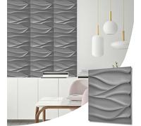 NOVECRAFTO Wavy Wave Effect 3D Wall Panels - 20 Sheets Covering 5 sqm | 53.82 sqf Interior Cladding Panels Set | 3D Wall Tiles Wavy Wave Design in Matte Grey Silver - Each Panel Size 19.7" x 19.7"