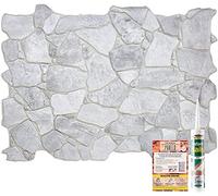 NOVECRAFTO Wild Stone Effect 3D Wall Panels - 37.79x18.89 in (96x48cm) - 18 Sheets Covering 89.28 sqft (8.29 sqm) - Decorative Wall Cladding for Bedroom, Office, Kitchen in Grey Wild Stone Design