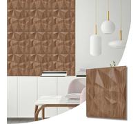NOVECRAFTO Wooden Diamond Effect 3D Wall Panels - 18 Sheets Covering 4.5 sqm | 48.44 sqf Interior Cladding Panels Set | 3D Wall Tiles Diamond Design in Matte Wooden - Each Panel Size 19.6" x 19.6"
