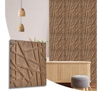 NOVECRAFTO Wooden Matte Effect 3D Wall Panels - 18 Sheets Covering 4.5 sqm | 48.44 sqf Interior Cladding Panels Set | 3D Wall Tiles Line Design in Matte Wooden - Each Panel Size 19.6" x 19.6"