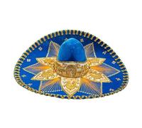 Novedades Cari Traditional Mexican Charro Sombrero, Colorful Embroidery, Mariachi Style (Sky Blue and Gold)