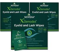 NOVEHA - Demodex Cleaning Wipes for Eyelids and Eyelashes | 60 Pieces Extra Strong Eyelash Cleaning Wipes Individually Wrapped