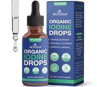 NOVEHA Iodine Drops | Organic Potassium Iodide Supplement | Daily Support for Thyroid Function & Wellness | 250 mcg per Serving | USDA Organic, Vegan, Non-GMO, Gluten-Free | 30-Month Supply