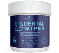 NOVEHA Pets Dental Finger Wipes for Dogs & Cats | Freshens Breath, Reduces Plaque | Healthier Gums | Clean Teeth No Toothbrush | Vet Recommended Effective Natural Oral Care (50 pcs, Flavor-Free)