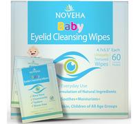 NOVEHA Sensitive & Hypoallergenic Baby Eyelid & Lash Wipes | Gentle Daily Cleansing Wipes for Lids, Lashes & Delicate Skin | Pre-Moistened Tear-Free Wipes for Infants & Toddlers | Pack of 60