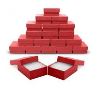Novel Box 20 Pack Red Jewelry Gift Box 3x2.25x1in with Cotton Filled | Cardboard Jewelry Box | Gift Boxes with Lids Made in USA | Boxes for Bracelet Necklace Ring Earrings