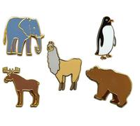 Novel Merk Land & Sea Animal - Penguin, Llama, & Other Wildlife Lapel Pin, Hat Pin & Tie Tack Set - with Clutch Back, M, Metal, no gemstone