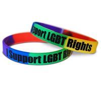 Novel Merk LGBT Gay Pride & I Support LGBT Rights Rainbow Silicone Rubber Band Wristband Bracelet Accessory (2 I Support LGBT Rights)