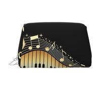 Novel Music Note Leather Toiletry Organizer Bag, Travel-Friendly Makeup Pouch for Women