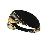 Novel Music Note Print Non-Slip Elastic Running Headband, Sweat Absorbing Stretchy Hair Bands For Gym Yoga, Soft Skin-Friendly Foldable Workout Headband