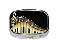 Novel Music Note Print Pill Box 2 Compartment Medicine Pill Case,Portable for Pocket Or Purse Pill Box Decorative Metal Medicine Organizer