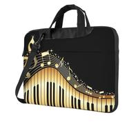 Novel Music Note Print Ultra Slim Laptop Bag Lightweight Oxford Cloth Shoulder Case Portable Computer Briefcase